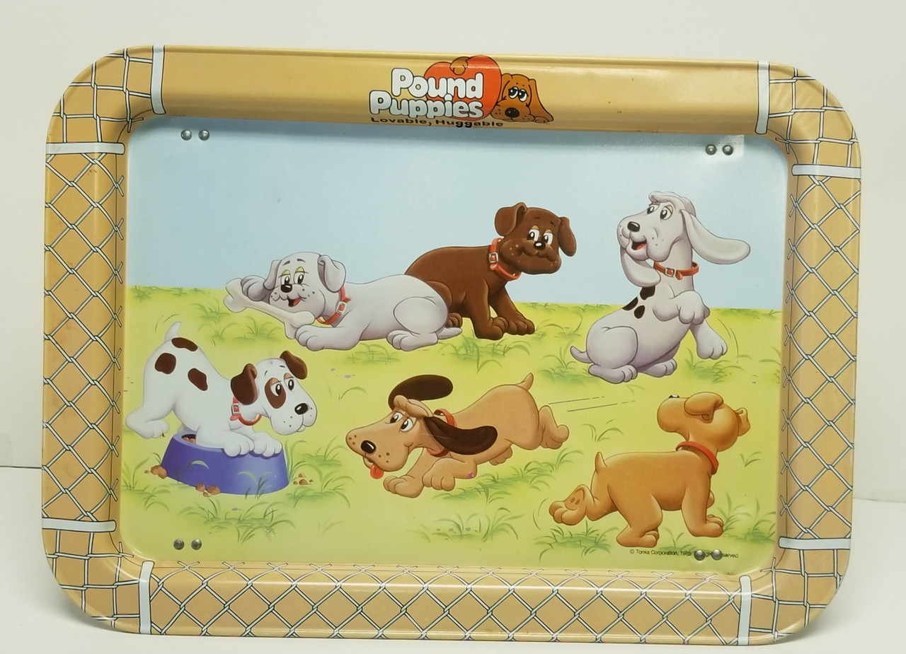 1985 Pound Puppies Metal TV Lap Tray - Tonka - Annie Rooster's