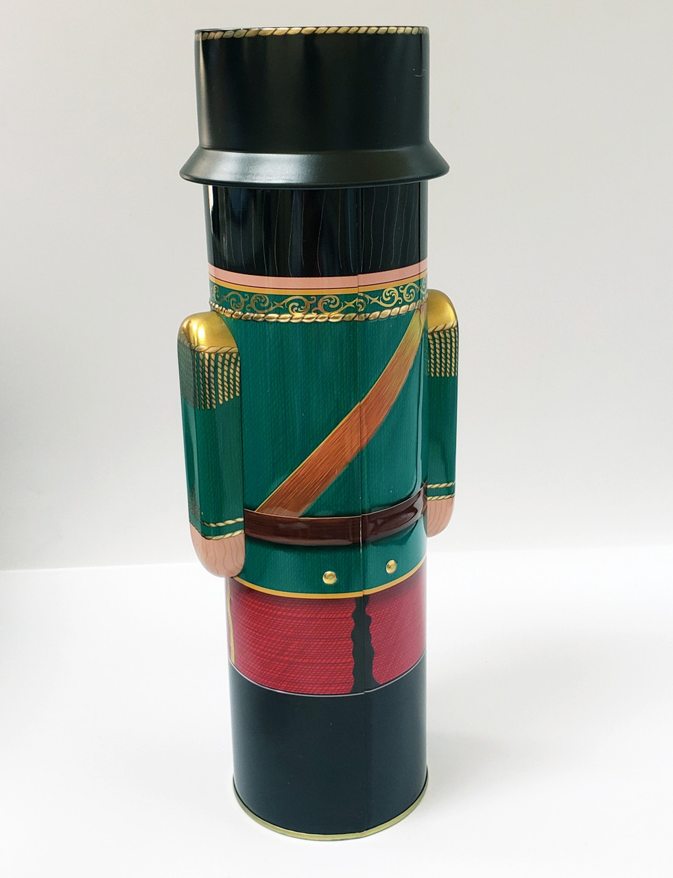 12" Harry London Nutcracker Tin Canister Green Suit Annie Rooster's