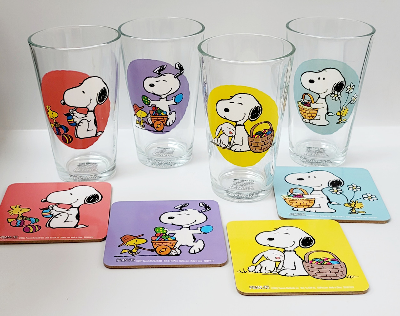 ICUP, Dining, New Stemless Wine Glasses Set Of 4 Snoopy Peanuts Patriotic  Americana