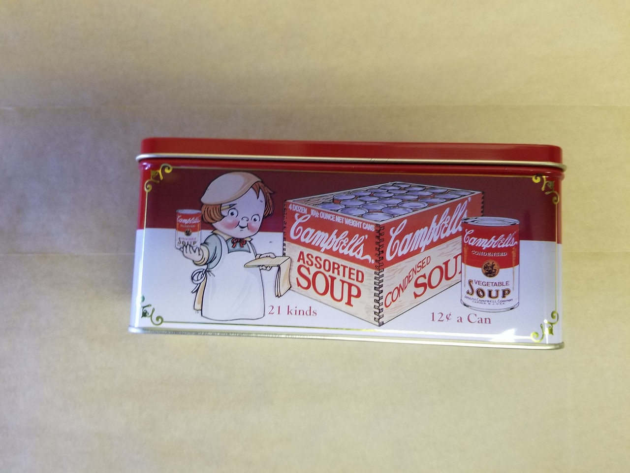 RESERVED Tin Campbell's Kids™ Tin 1990s Cambell's Soup Vintage Ad Images  Large Metal Kitchen Storage Container 