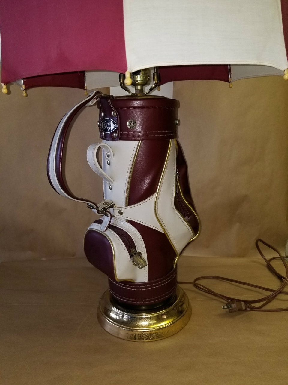 golf bag lamp with umbrella shade