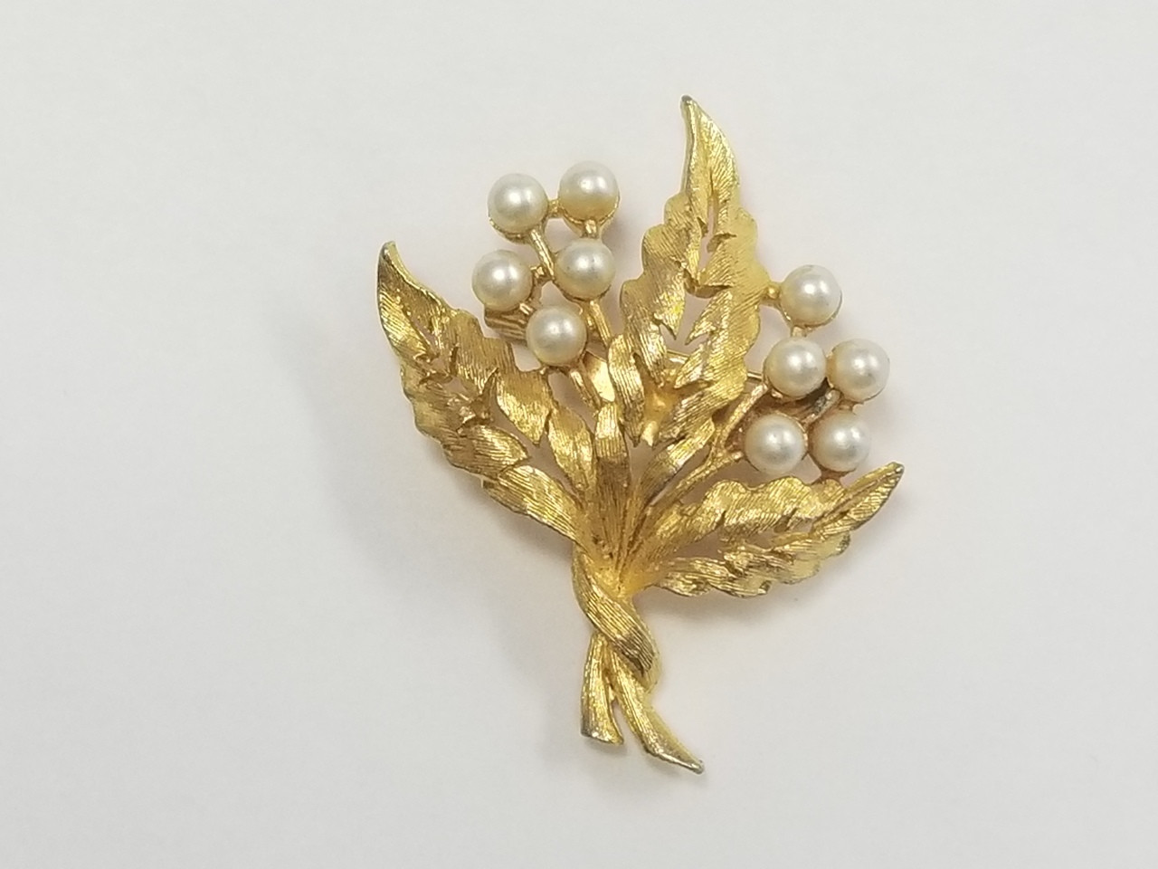 Sea ANEMONE Brooch Gold Tone Rhinestone Faux Pearl Un… - Gem