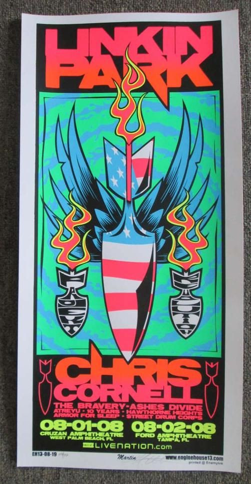 Autographed LINKIN PARK/ Chris Cornell Screen Print Poster Signed
