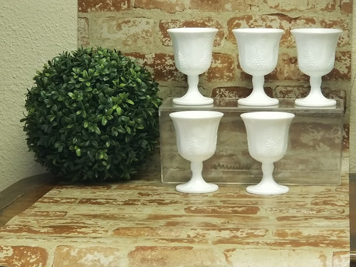 5 Milk Glassware Water Goblets by Colony "Harvest" Collection