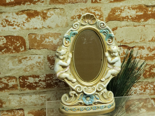 Vintage Cherub & Shells Ceramic Mirror/Decanter? 