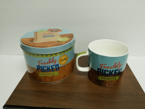 NOSTALGIC - Cup and Tin " Picked Apples"  2 Pc Set