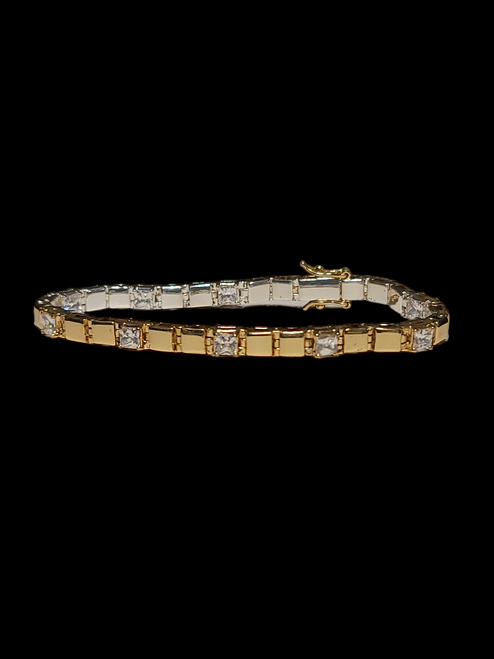 Two In One Vintage Reversible Gold & Silver Tone Tennis Bracelet