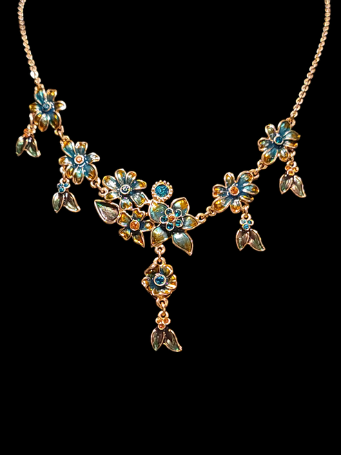 Enchanted Enameled Turquoise & Gold-Tone Floral Necklace