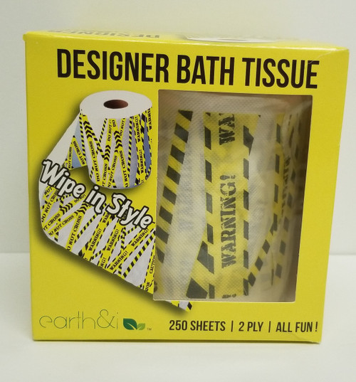 Novelty Designer Bath Tissue "CAUTION, WARNING!, Do NOT Cross" 250 Sheets 2 PLY