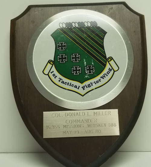 1st Tactical Fighter Wing  - COL. Donald L. Miller Plaque w/ Documents