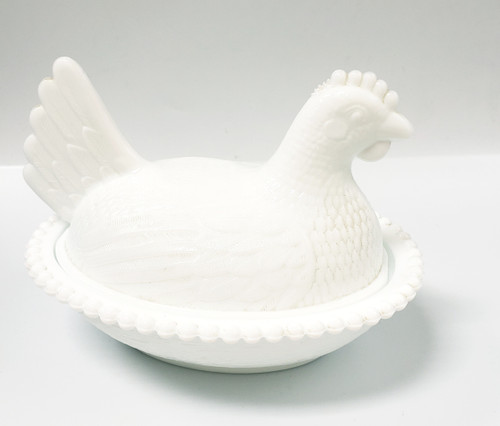 "Hen On A Nest" Indiana Milk Glassware Hen Candy Dish