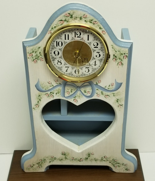 Ribbon's, Heart's and Flowers Hand-Painted Wood Shabby-Chic Clock & Curio