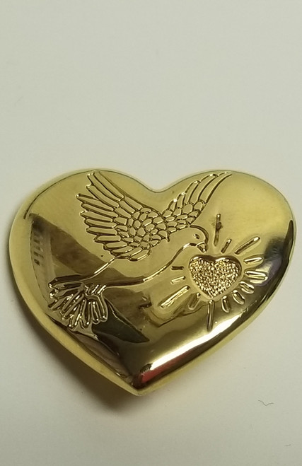 "THE VARIETY CLUB" Gold Tone Dove & Heart Brooch