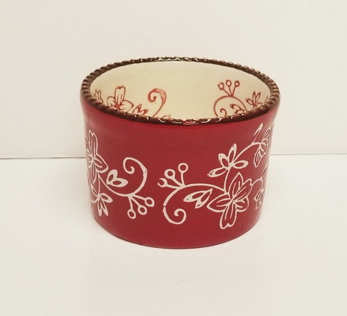 1 Temp-Tations Red Floral Lace - 5 Oz Ramekins Ovenware