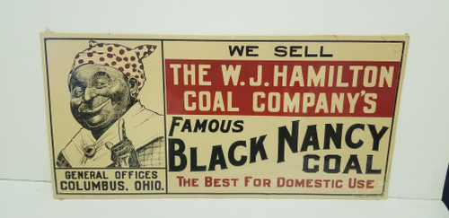 W.J. Hamilton Coal Company "Black Nancy" Black Americana Metal Sign