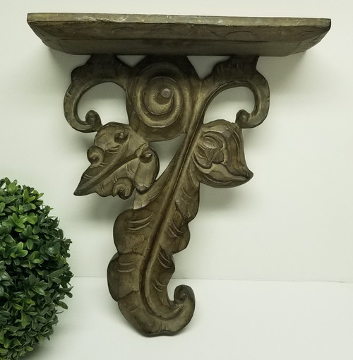 Acanthus Leave Carved Wood Sconce Shelf