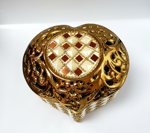 Over-Sized Heart Shaped & Rhinestones Trinket Box