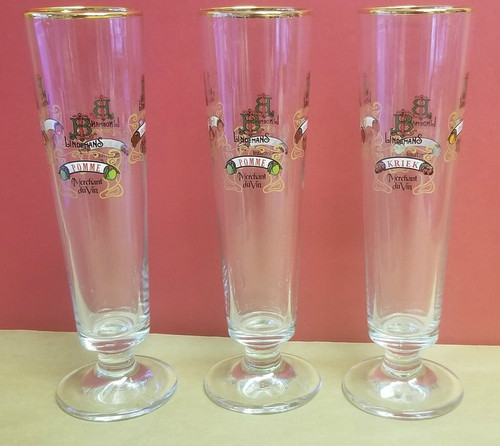 3 Lindemans Belgian Fruit Beer Glasses