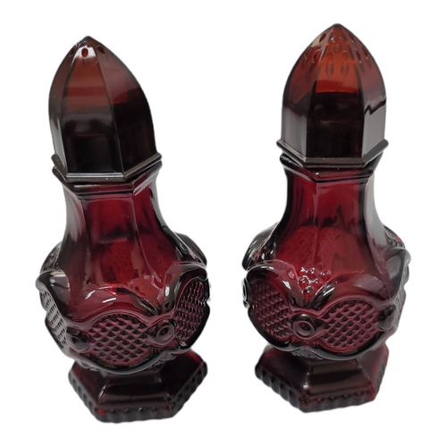 Salt & Pepper Shakers By AVON "Cape Cod Ruby" Collection