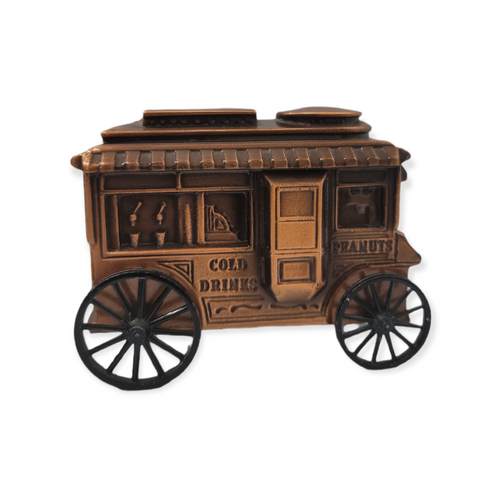 Vintage Banthrico Popcorn Trolley Wagon Metal Coin Bank BERKSHIRE COUNTY SAVING