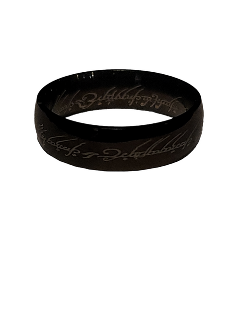 Black Lord Of The Rings Etched Ring Men's Size 8