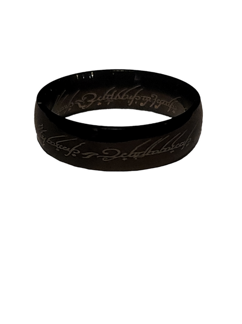 Black Lord Of The Rings Etched Ring Men's Size 9
