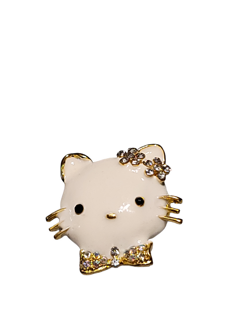 Hello Kitty Enameled Stones Fashion Brooch Pin Gold Tone