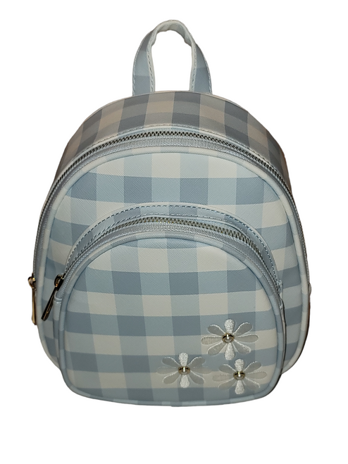 UnderOneSky Blue & White Checker Convertible Backpack Purse