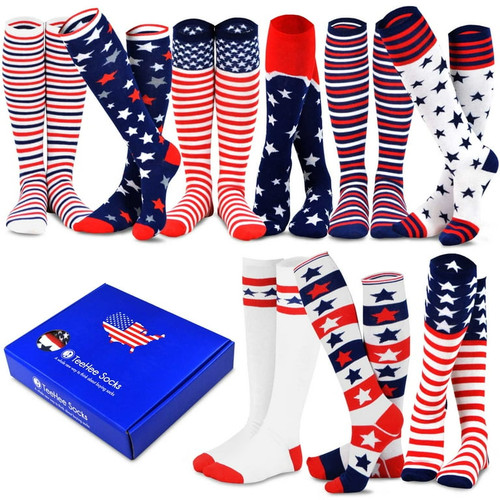 TeeHee Socks Women's Americana Knee High  9 Pack Gift Box