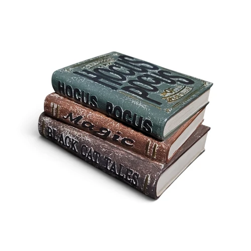 Stack of 3 Halloween Books Figurine Hocus Pocus Magic Black Cat Tales