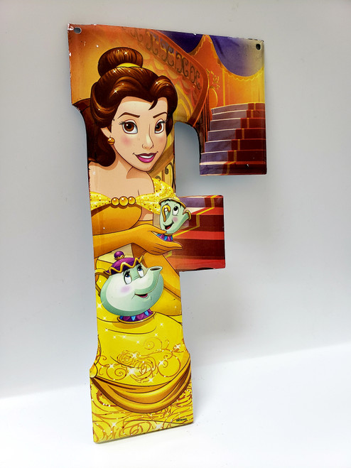 Disney's Embossed Belle Letter "F" Tin Sign