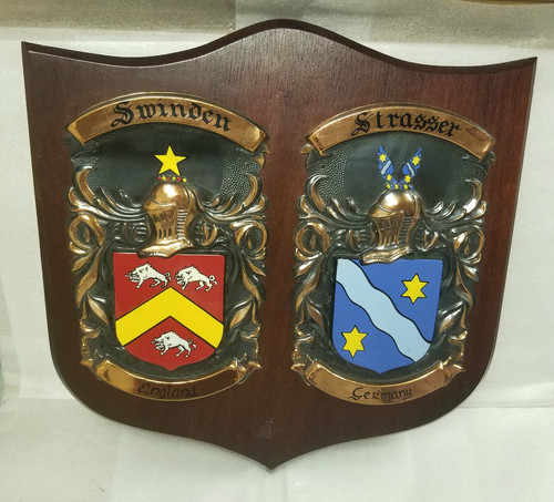 Coat of Arm's - Hand-Painted Family Shield (Mahogany) 