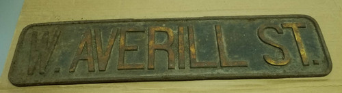 Vintage "W. AVERILL ST." Cast Iron Sign/Plaque