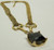 Gold Tone Choker-Link w/ Large Smokey Black Pendant