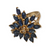Solid 14k Gold Blue Sapphire with Diamonds Navette Shaped Cluster Ring 