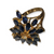 Solid 14k Gold Blue Sapphire with Diamonds Navette Shaped Cluster Ring 