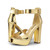GOLD Chunky Ultra High Ankle Strap Open Toe Heels