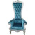 Neo Classic High-Back Throne Chair Raven Blue w/Silver Trim