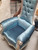 Neo Classic High-Back Throne Chair Raven Blue w/Silver Trim