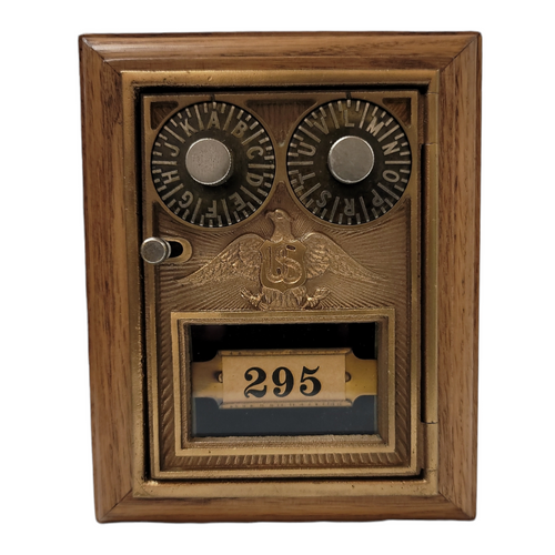 Vintage Post Office Door Mail Box Bank-1920 Corbin Double Dial