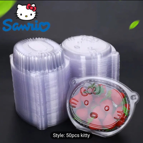 50-Piece Sanrio Hello Kitty Disposable Food Boxes Clear Hinged Containers
