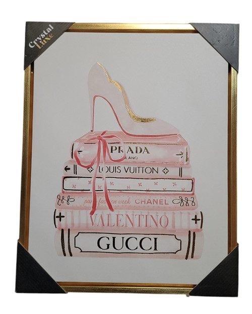 【新品】インテリアパネル GUCCI YSL PRADA DIOR CHANEL Crystal LUXE Pink White Gold Heel Prada Louis Vuitton Chanel