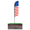 American Flag Feather Flag Old Glory Horizontal with spike stand pole set in ground