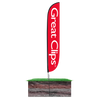 Great Clips Feather Flag Red Assembled on pole height: 15ft with spike stand pole set in ground