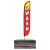 Car Wash Feather Flag Red & Yellow Assembled on pole height: 15ft with spike stand pole set in ground