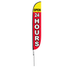 12ft Open 24 Hours Feather Flag red yellow with spike stand pole set