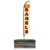 12ft Bagels Feather Flag Yellow with spike stand pole set in ground 12ft Bagels Feather Flag Yellow with spike stand pole set in ground
