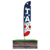 Tax Feather Flag American Flag Red White Blue in ground
