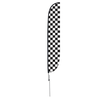 Black & White Checkered Feather Flag with Ground Spike