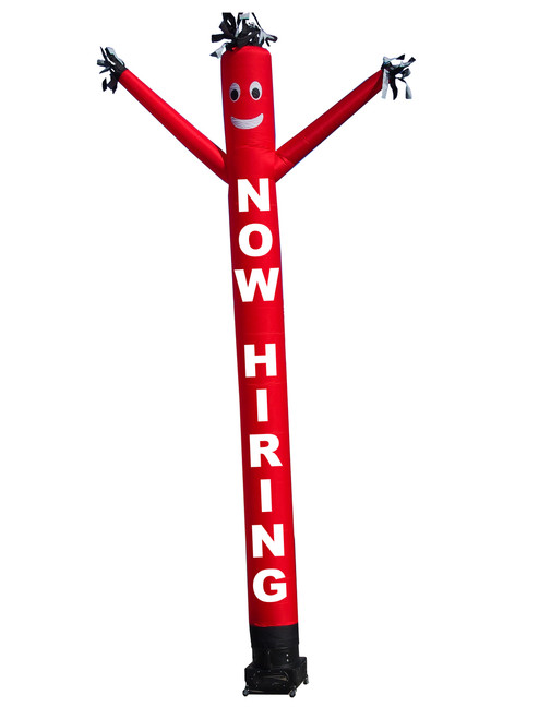 NOW HIRING Red Air Dancer with white letters